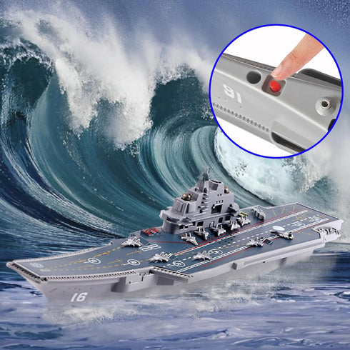 OTONOPI Aircraft Carrier Naval Ship Model Warship Battleship with Lights and Sounds Pull Back Toy Car Vehicle for Kids