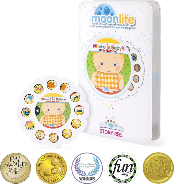 Moonlite Storybook Reels for Flashlight Projector, Kids Toddler | Where is Baby’s Belly Button | Single Reel Pack