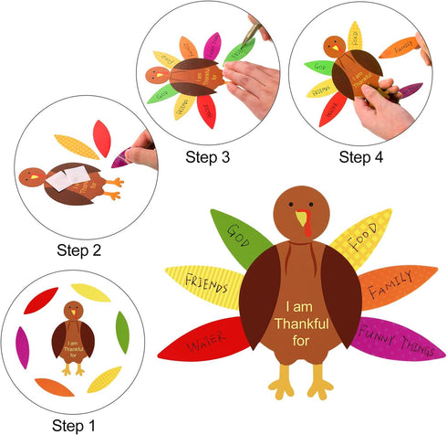 Gejoy 56 Pieces Thanksgiving Turkey Craft Kits DIY for School Activities Decoration Supplies, Makes Up to 8 Turkeys