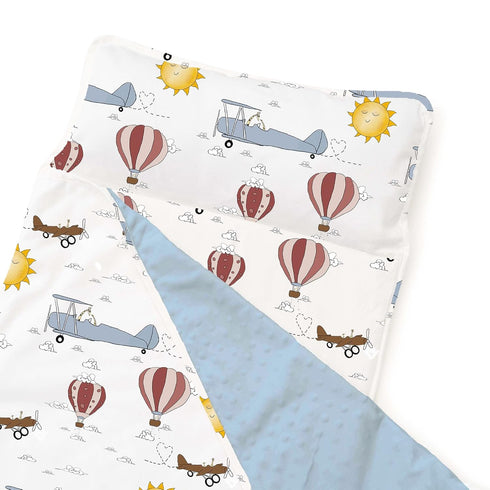 Cozy JumpOff Jo Extra Long Nap Mat for Kids - Kids Rest Mat with Removable Pillow and Ultra Soft Blanket for Preschool