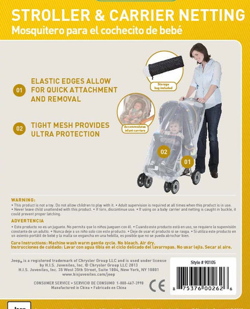 Jeep Mosquito Net for Strollers, Universal Bug Cover for Car Seat and Infant Carrier - White