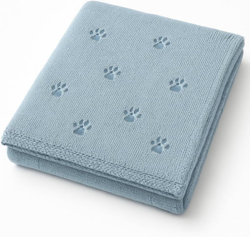 Cozy 30x30 LullabyMall Knit Baby Blanket with Paw Print Pattern Soft Lightweight Breathable Newborn Swaddle Blanket