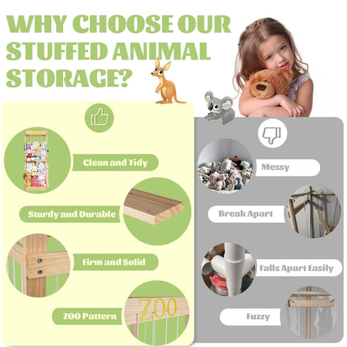 Trycooling Stuffed Animal Zoo Stuffed Animal Storage Wood Plushie Storage Stuffed Animals Zoo Storage Cage with Zoo