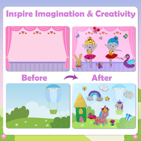 ZMLM Foil Fun Art Kit for Kids: Foil Art Crafts Princess Unicorn Gift for 4-9 Year Old Girls, Mess Free Art Supplies