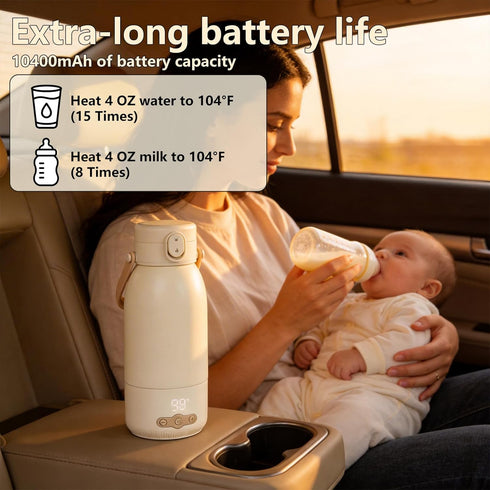 Kseyzhpa 95F -131F,17 OZ Portable Bottle Warmer for Travel, Fast Heating Milk Warmer On The Go,Temp Control Water