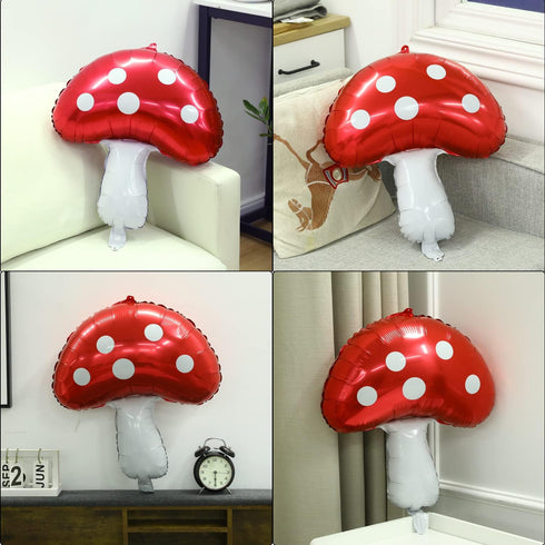 Sliverdew 3Pack 31'' Mushroom Foil Balloon,Mushroom Birthday Party Supplier Fairy Princess Birthday Woodland Theme