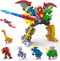 STOULKD 6 Shapes Dinosaur Transforming Robot Toys for Kids 6+, 6 Packs of