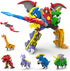 STOULKD 6 Shapes Dinosaur Transforming Robot Toys for Kids 6+, 6 Packs of