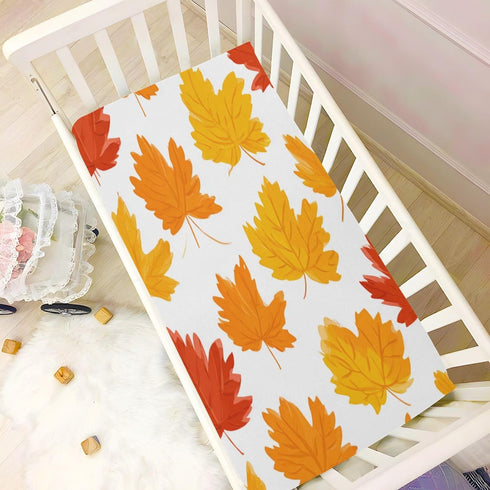 Caikeny 27 39 Halloween Fitted Crib Sheet for Boys Girls Colorful Autumn Leaves Baby Crib Sheets Orange Bassinet Sheets