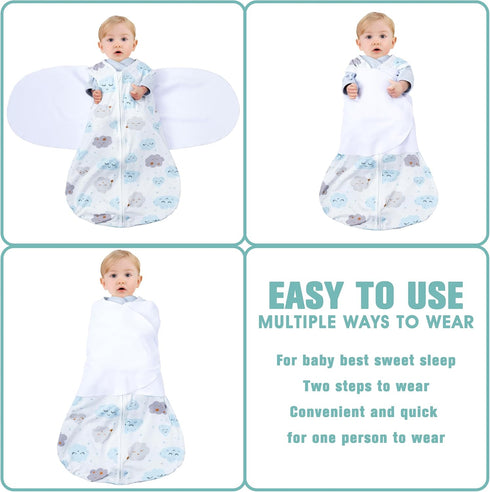 Swaddle,3-6 Months,3-Way Blanket,100% 0.5Clouds&Starry BSTOPPT Newborn Sleep Sack Baby Adjustable Wearable Rayon Cotton