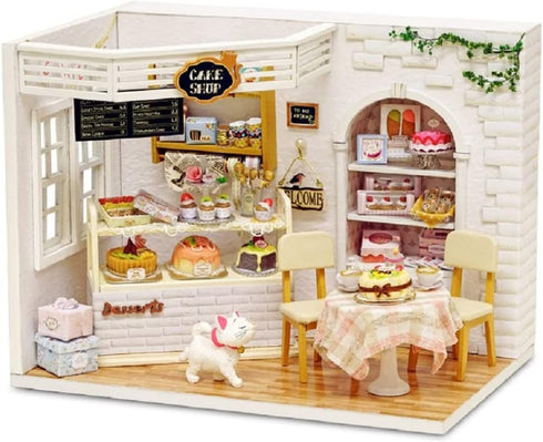 Kisoy Romantic Dollhouse Miniature DIY House Kit, Creative Room Gift for Friends, Lovers, Families (Cake Diary)