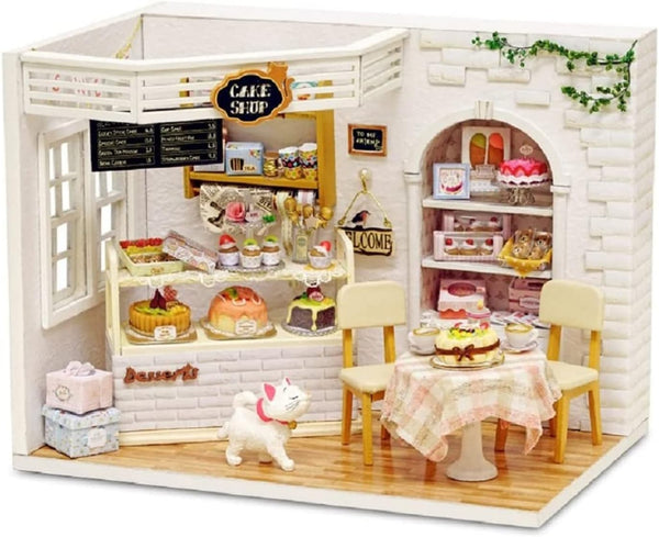 Kisoy Romantic Dollhouse Miniature DIY House Kit, Creative Room Gift for Friends, Lovers, Families (Cake Diary)