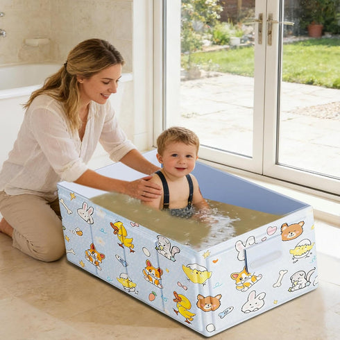 Generic 84x43x34cm Portable Foldable BathsTub, PVC Leakproof Travel Bathtub with Stable Structure for Bathing, Soaking