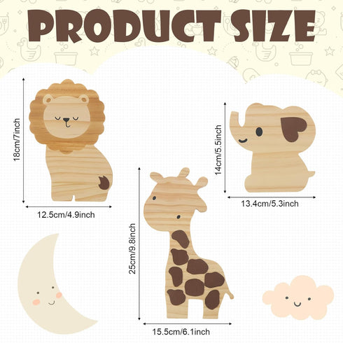 3 Barydat Pcs Wood Safari Nursery Decor Cute Woodland Animal Nursery Safari Decoration Woodland Animal Jungle Themed
