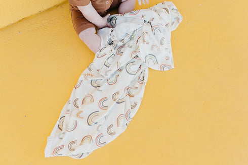 Copper Pearl Large Knit Baby Swaddle Blanket in Kona