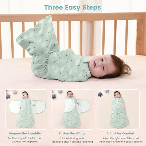 1.0 3-6 Baby Swaddle Sleep Sack, Tog New-Parent-Friendly Swaddle for Newborns & infant Months Baby Wearable Blanket