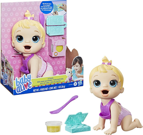 Baby Alive Lil Snacks Doll, Snack-Themed 8-Inch Baby Doll, Toy for Kids Ages 3 and Up, Blonde Hair