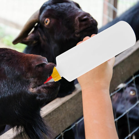 DOITOOL Goat and Bottles Set, 5PCS Small Animal Milk Drink and 400 ml Feeding Bottle Kit