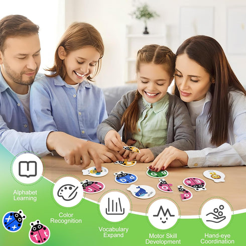 3-5, 52pcs Ladybug Self Correcting Alphabet Puzzle: Letter Matching Games for Toddlers Double-Sided Montessori ABC