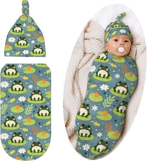 Jarverce Frog Swaddle Blanket, Soft Swaddling Blanket Baby Clothes, Frog Baby Stuff