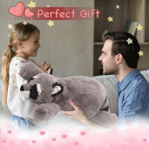 ARELUX 18in Raccoon Plush Stuffed Animals: Cute Cuddly Body Pillow Hug Sleeping Fluffy Wild Animal Toys