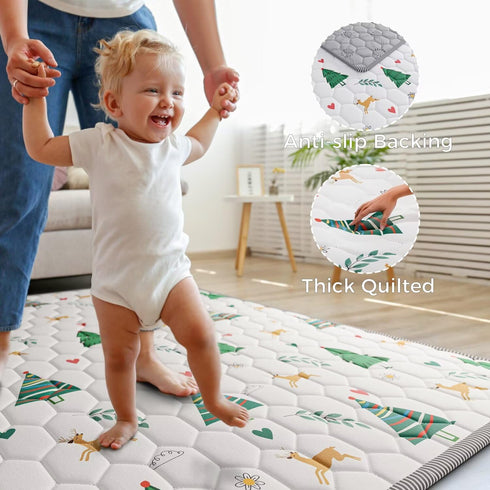 50" 50" Tummy (50x50, Baby Play Mat X Playpen Mat Thicken One-Piece Baby Crawling Mat Non-Slip Cushioned Baby Floor