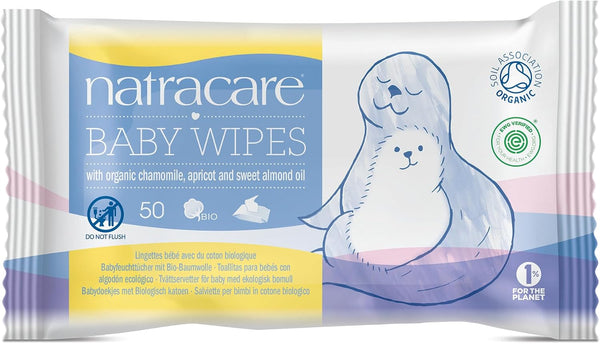 Natracare Organic Cotton Baby Wipes With Essential Oils of Chamomile, Apricot and