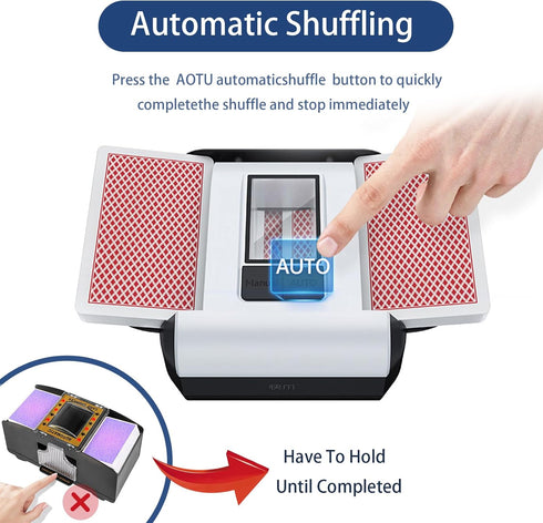 1-2 Electric Card Shuffler Decks, Automatic Card Shuffler Machine for Poker, Blackjack & Casino Games, Smooth & Fast