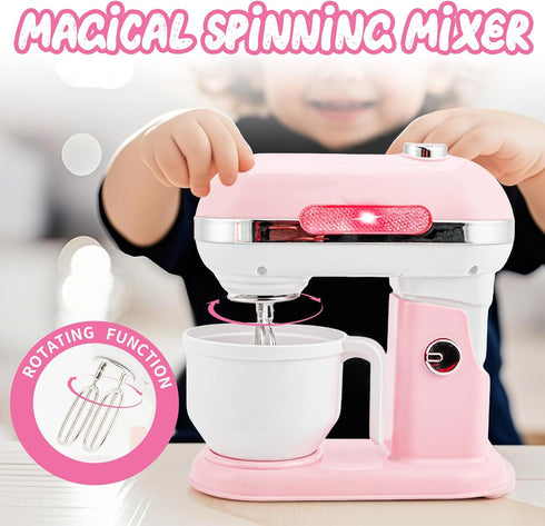 Playset Sets 4-8,Pink 3-5 Play Kitchen Accessories,Toy Kitchen Appliances with Blender,Coffee Maker,Mixer,Toaster,Kids