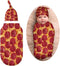3D Funny Realistic Food Pepperoni Cheese Pizza Newborn Baby Swaddle Blanket with Beanie Hat, Soft Baby Receiving Blanket