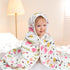 4Pcs Set 31.5 31.5 Zainpe Muslin Baby Hooded Towel & Washcloth Spring Pink Flowers Pattern Soft Absorbent Cotton Bath