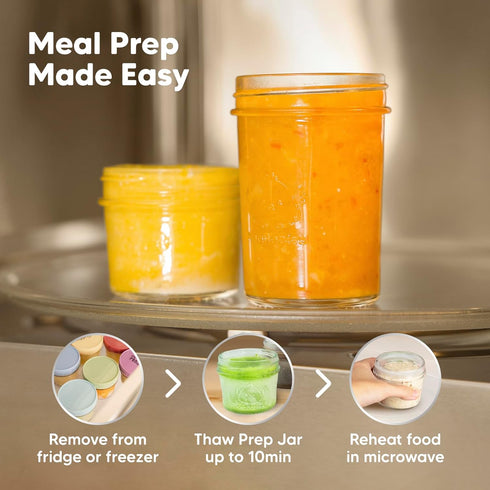 KeaBabies 4pk 8oz & 4pk 4oz Glass Baby Food Containers - Leak-Proof, Microwavable Small Baby Glass Jars with Lids,