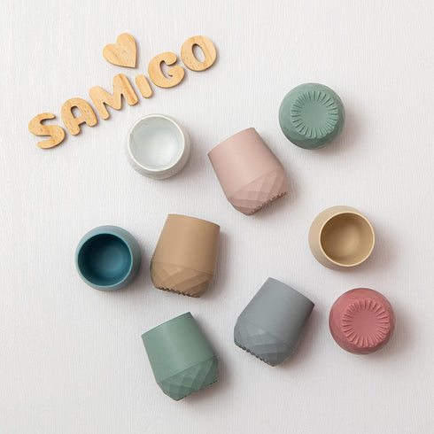 6-12 2 OZ SAMiGO Silicone Baby Cups for Months, Tiny Open Cups for Training and Water Drinking, Baby Led Weaning