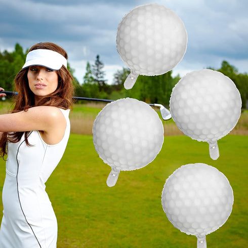 Sosation Golf Ball Balloons Decoration - Golf Themed Round Aluminum Foil Balloons for Birthday Party (12 Pieces)