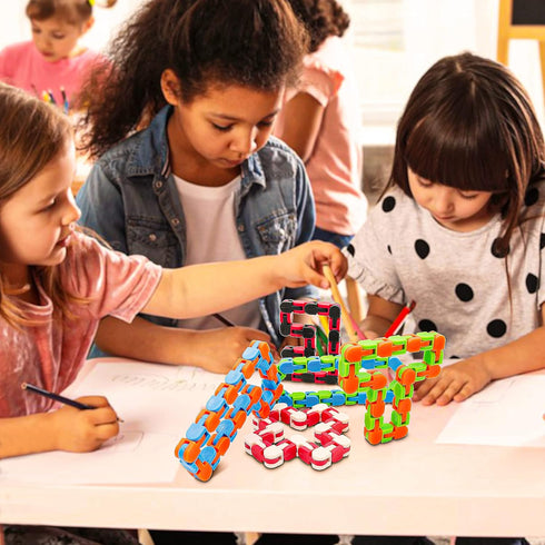 18 Pack 24 Wacky Tracks Snap and Click Fidget Toys Finger Sensory Toys, Links Snake Puzzles for Stress Relief, Party