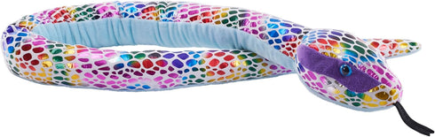 Wild Republic Foilkins Snakes, Dotted Rainbow, Stuffed Animal, 54 inches, Gift for