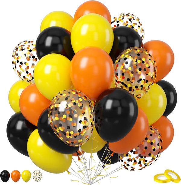 Construction Balloons, 50Pcs 12Inches Orange Black Yellow Balloon, Truck Theme Latex Party