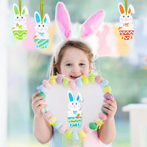 24 Pack Fennoral Easter Bunny Craft for Kids Make You Own Easter Rabbit Foam Stickers Ornament DIY Easter Arts