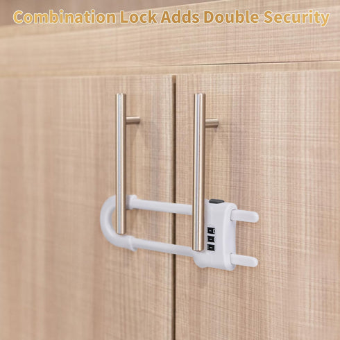 4 Pack U-Shaped Sliding Cabinet Locks, Adjustable Baby Proof Clips for Home Cabinets and Doors