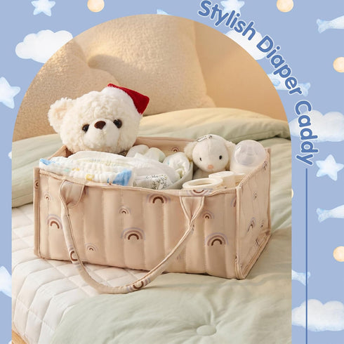 Geetery Diaper Caddy Organizer for Newborn & Nursery- Large, Sturdy Storage Basket for Diapers, Wipes & Baby Diapers
