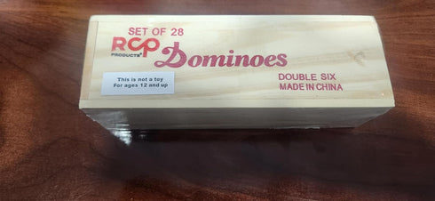 Dominoes Double 6 Tiles in Wooden Box, 28 Pieces Classic Board Game with Spinner