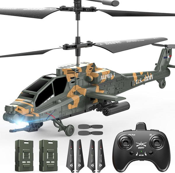 DEERC Apache RC Helicopter for Kids 8-12, Remote Control Helicopter for Adults,