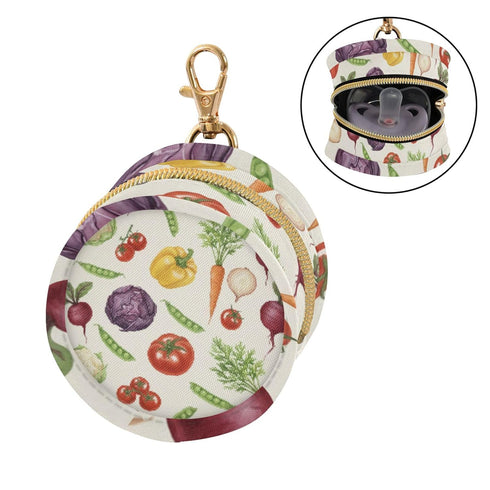 PYBUG Vegetables Round Pacifier Storage Case, Polyester & TPU Lined with Hook Buckle, Pacifier Container Box for Baby
