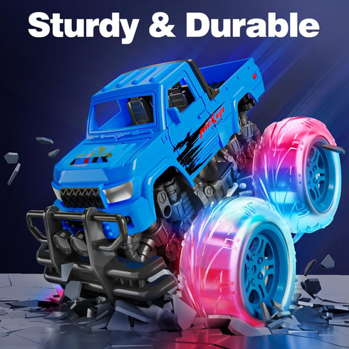 2 3 4 5 6 (2 Pack) LODBY Monster Trucks Toys for Toddlers, Light-Up Trucks & Cars Toys for Year Old Boy Christmas