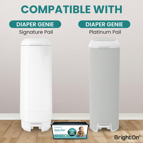 BrightOn 2-Pack (60 Diaper Pail Refill Bags Compatible with Genie Easy Roll Signature Diaper Pails, Bags) (Lemon