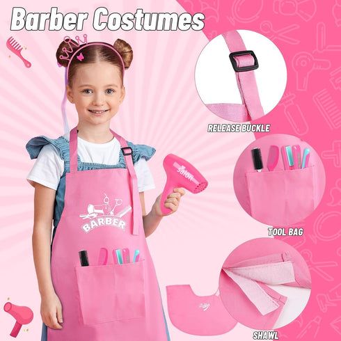 Gifts2U Playset Set Hair Salon Toys for Girls, Girl Beauty Salon Pretend Hair Styling with Blow Dryer, Barber Costume