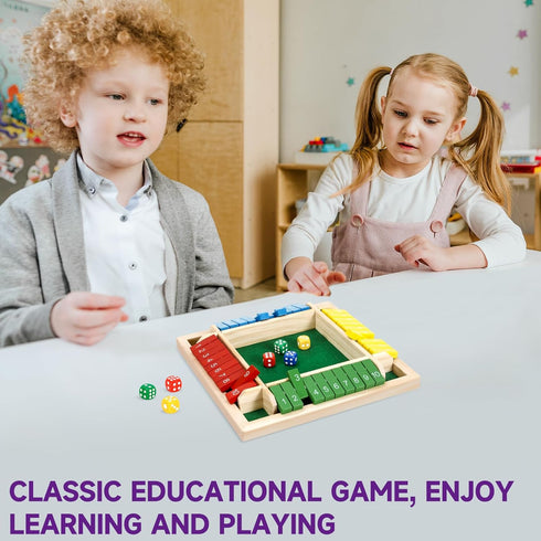 1-4 10 Players Shut The Box Dice Game, Numbers Traditional Wooden Pub Bar Board Game, Family Classics Tabletop Version