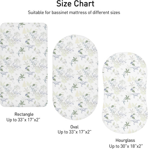 4 Pack Bassinet Sheets, Bassinet Sheets for Baby Boy and Girl, Bassinet Sheet Neutral, Fit for Rectangle, Round, Oval