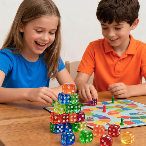 60 Set, 16mm 6 10 6 Rerdeim Pieces Dice Standard Bulk Sided Colored Dices for Board Games, Math Learning, Classroom