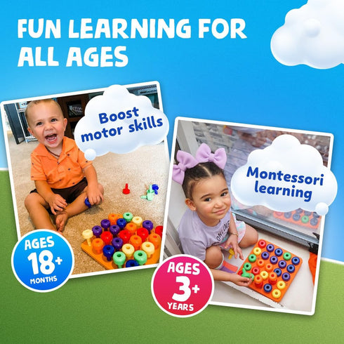 33 Set 2+ Skoolzy Montessori Sensory Pegboard Piece - Develop Sensory Play Occupational Therapy STEM Learning
